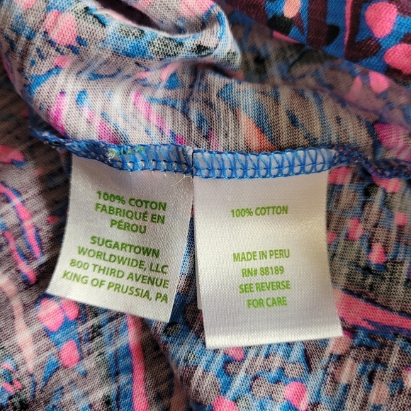 Lilly Pulitzer Etta V-Neck Top Blue Flare Always Pawsitive size XS​ - Picture 9 of 10